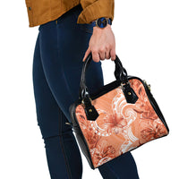 Polynesian Hibiscus Flower Tribal Shoulder Handbag Peach Color