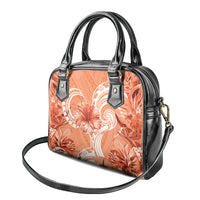Polynesian Hibiscus Flower Tribal Shoulder Handbag Peach Color