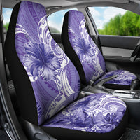 Polynesian Hibiscus Flower Tribal Car Seat Cover Violet Color