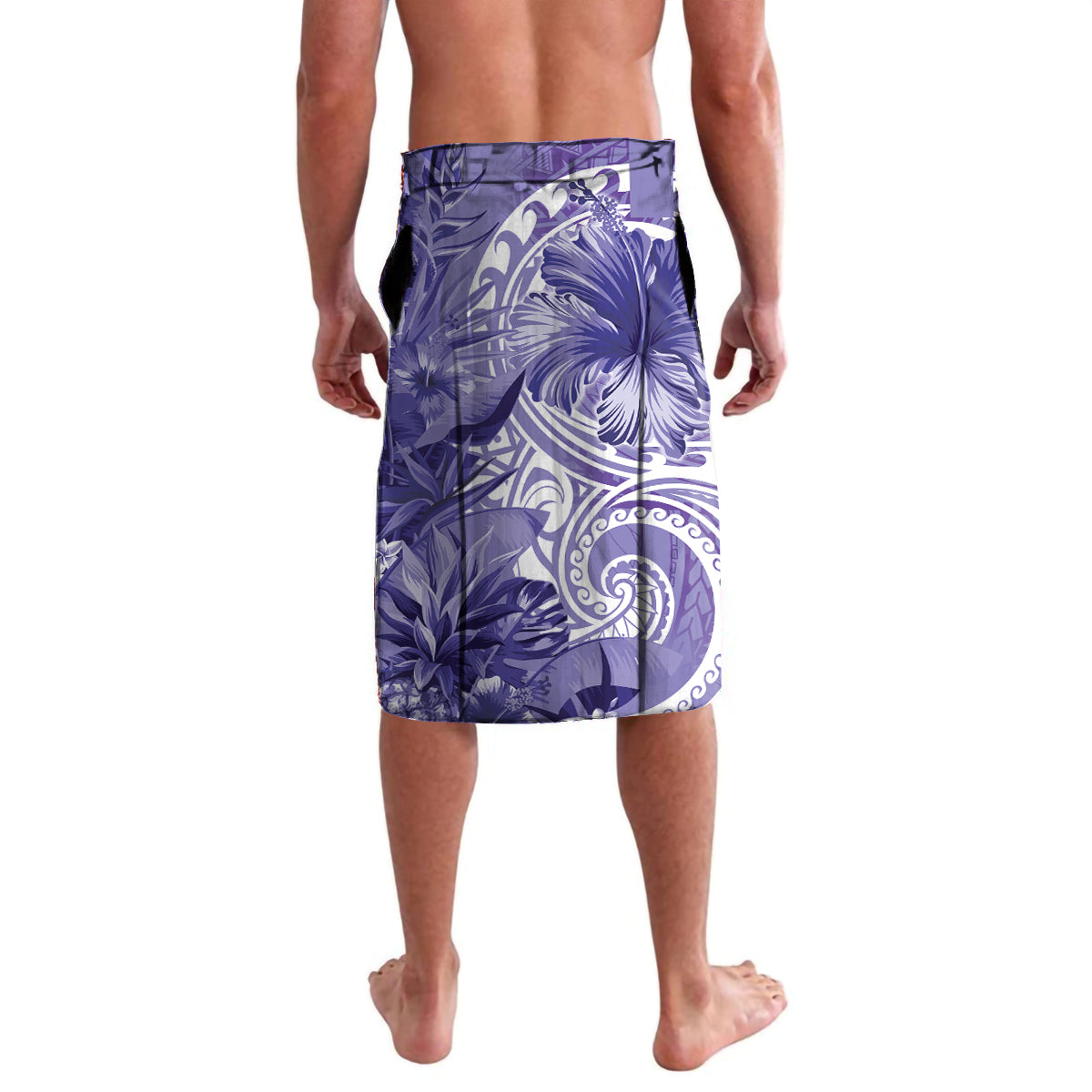 Polynesian Hibiscus Flower Tribal Lavalava Violet Color