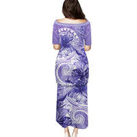 Polynesian Hibiscus Flower Tribal Puletasi Violet Color