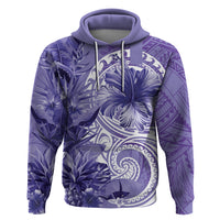 Polynesian Hibiscus Flower Tribal Zip Hoodie Violet Color