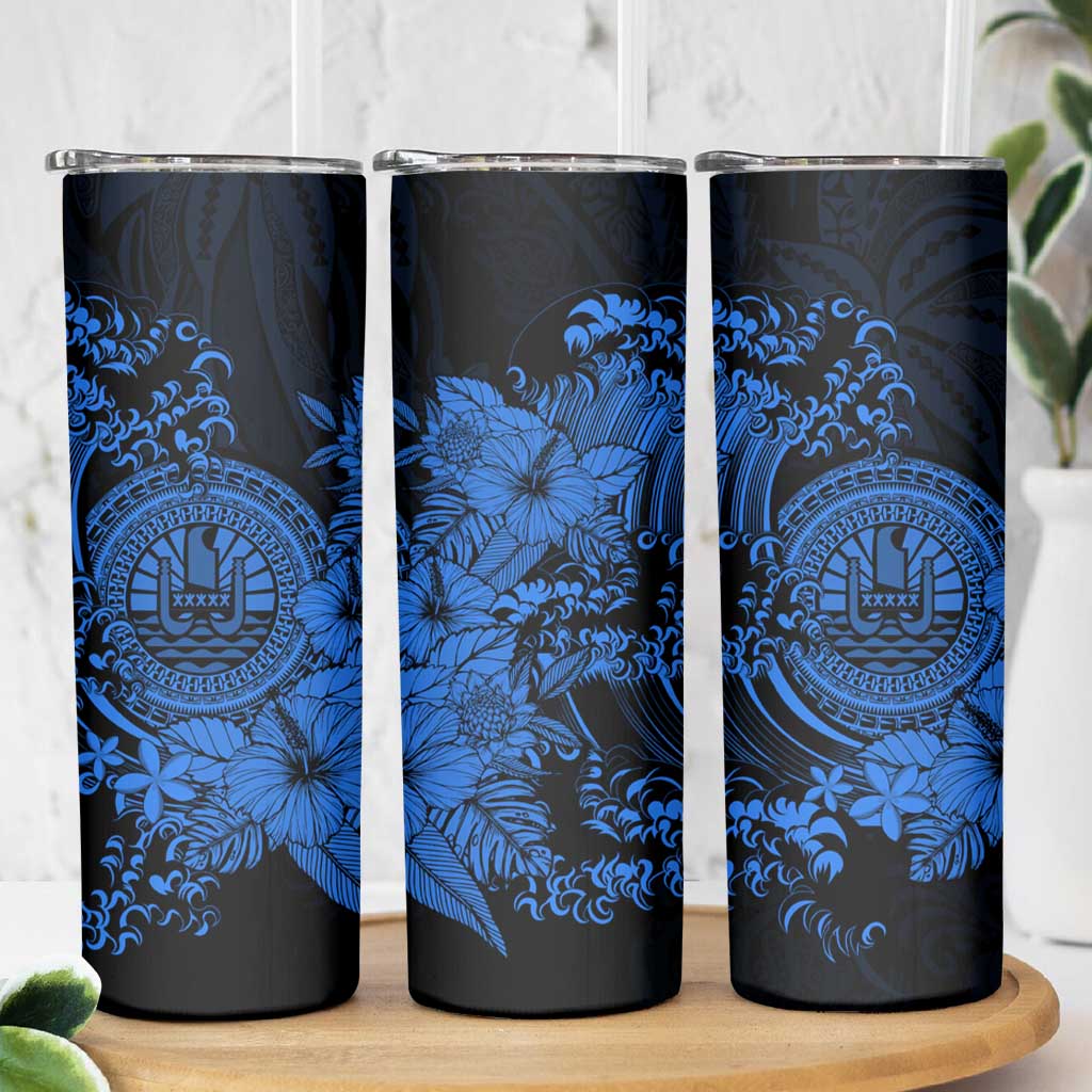 Blue Polynesian Tahiti Island Skinny Tumbler The Wave of Water