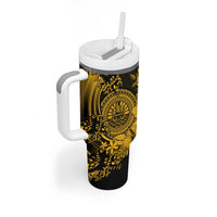 Gold Polynesian Tahiti Island Tumbler With Handle The Wave of Water