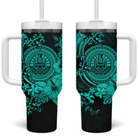 Turquoise Polynesian Tahiti Island Tumbler With Handle The Wave of Water