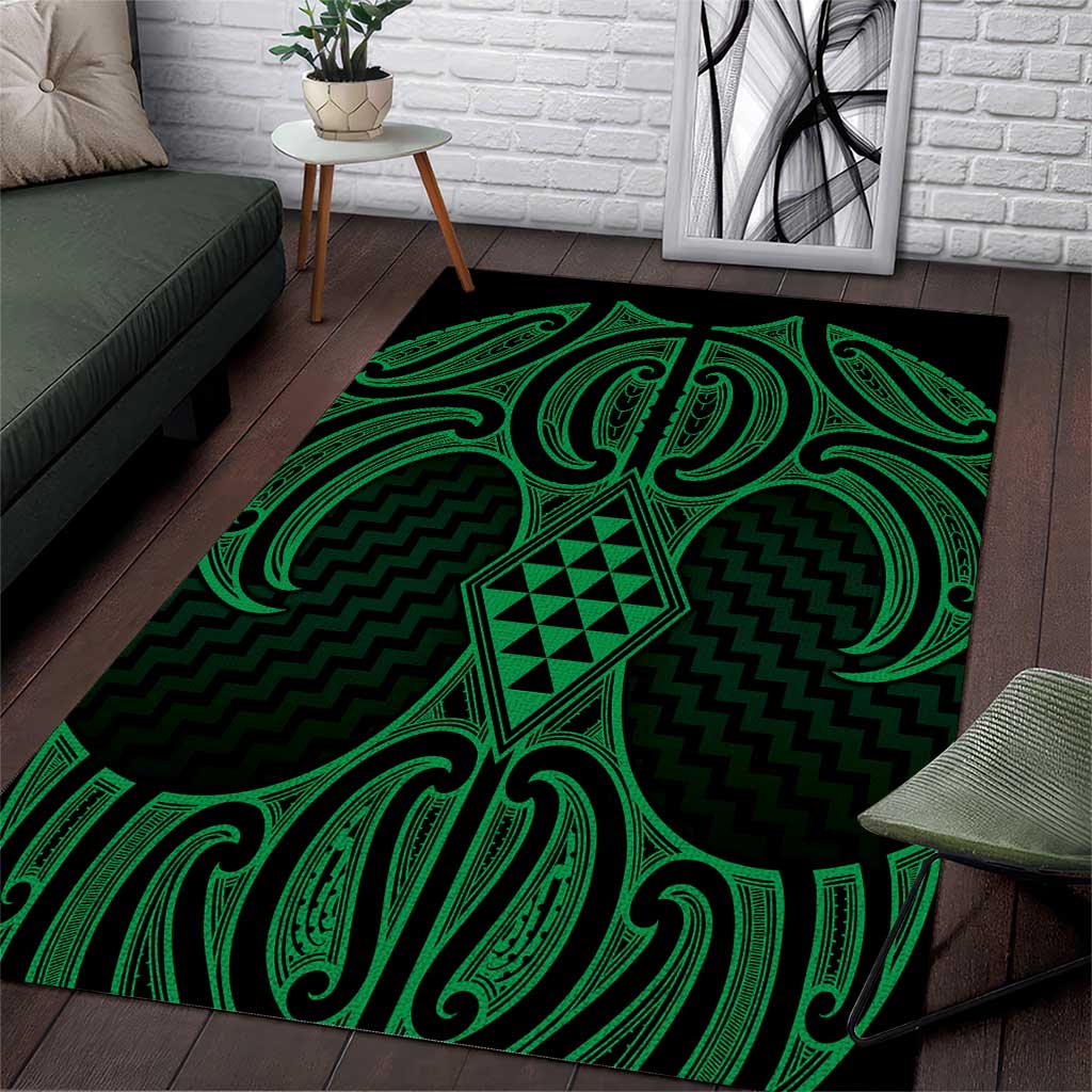 Kakariki Maori Ta Moko Poutama Art Area Rug