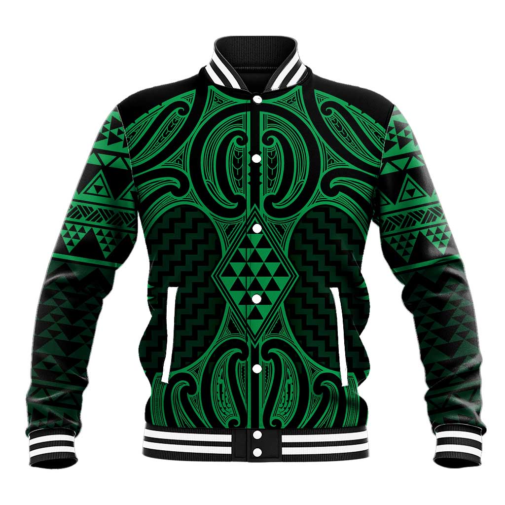 Kakariki Maori Ta Moko Poutama Art Baseball Jacket