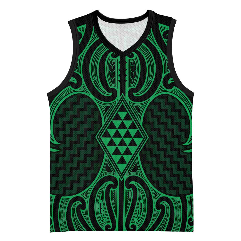Kakariki Maori Ta Moko Poutama Art Basketball Jersey - Polynesian Pride