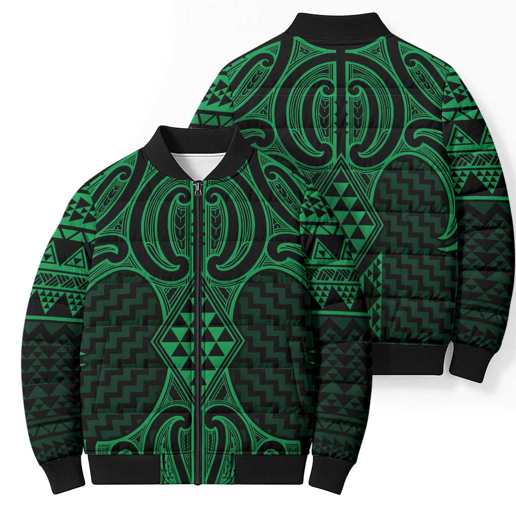 Kakariki Maori Ta Moko Poutama Art Bomber Puffer Jacket - Polynesian Pride