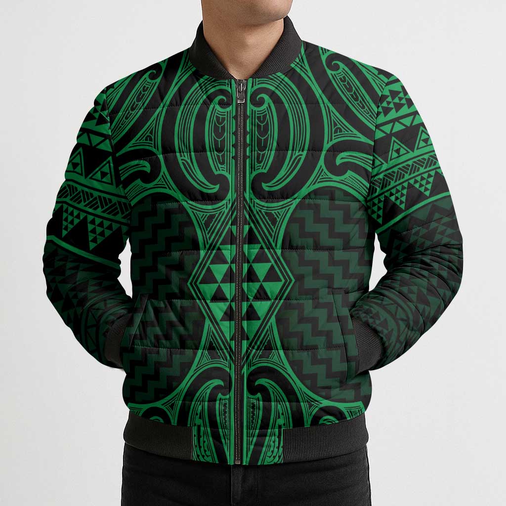 Kakariki Maori Ta Moko Poutama Art Bomber Puffer Jacket - Polynesian Pride