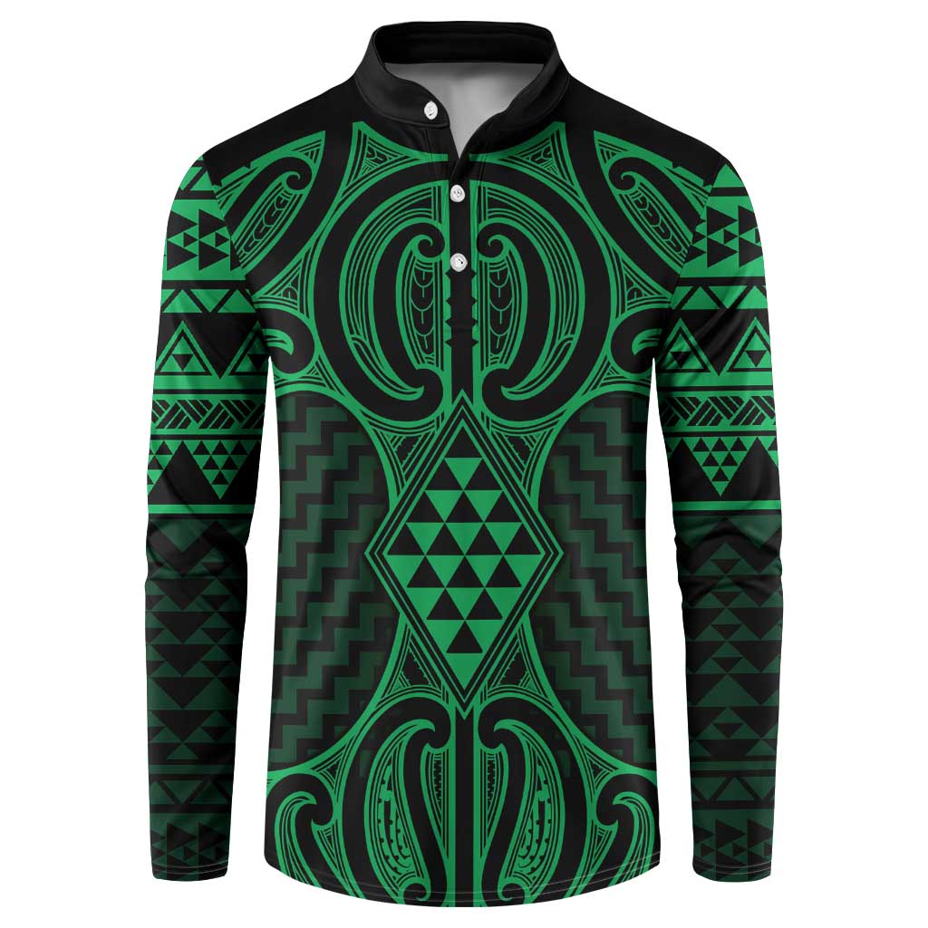 Kakariki Maori Ta Moko Poutama Art Button Sweatshirt