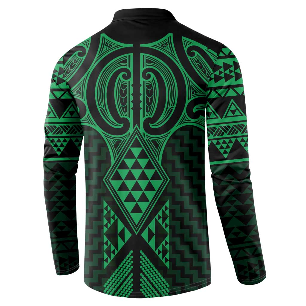 Kakariki Maori Ta Moko Poutama Art Button Sweatshirt