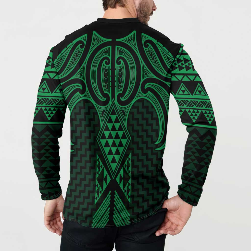 Kakariki Maori Ta Moko Poutama Art Button Sweatshirt