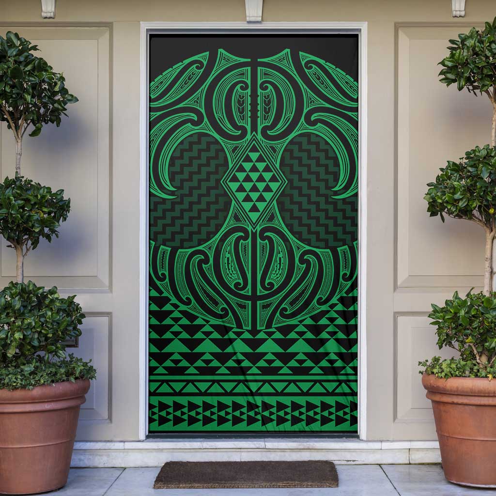 Kakariki Maori Ta Moko Poutama Art Door Cover - Polynesian Pride