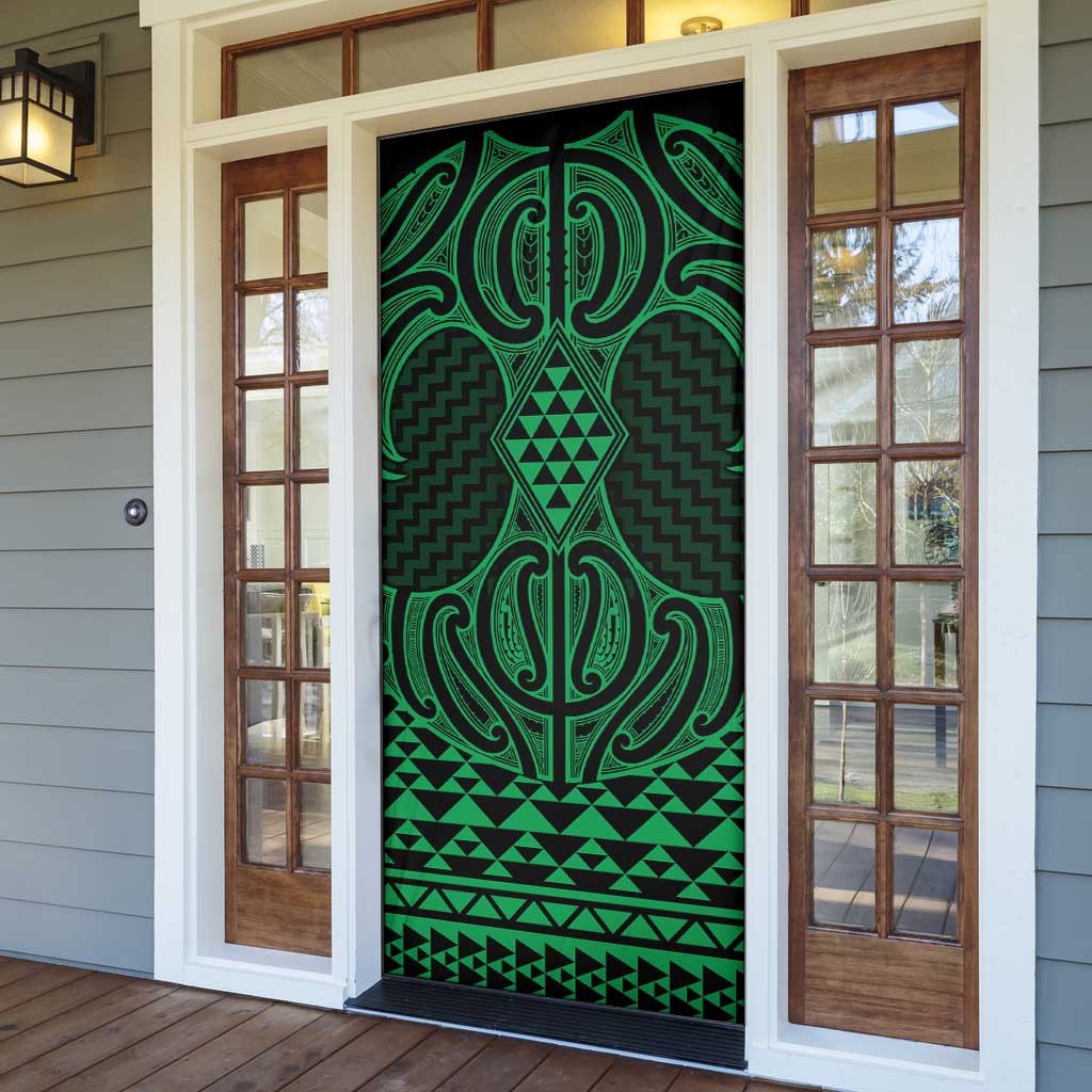 Kakariki Maori Ta Moko Poutama Art Door Cover - Polynesian Pride