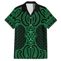 Kakariki Maori Ta Moko Poutama Art Family Matching Long Sleeve Bodycon Dress and Hawaiian Shirt