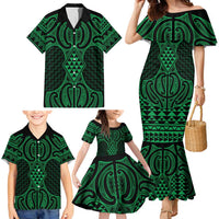 Kakariki Maori Ta Moko Poutama Art Family Matching Mermaid Dress and Hawaiian Shirt