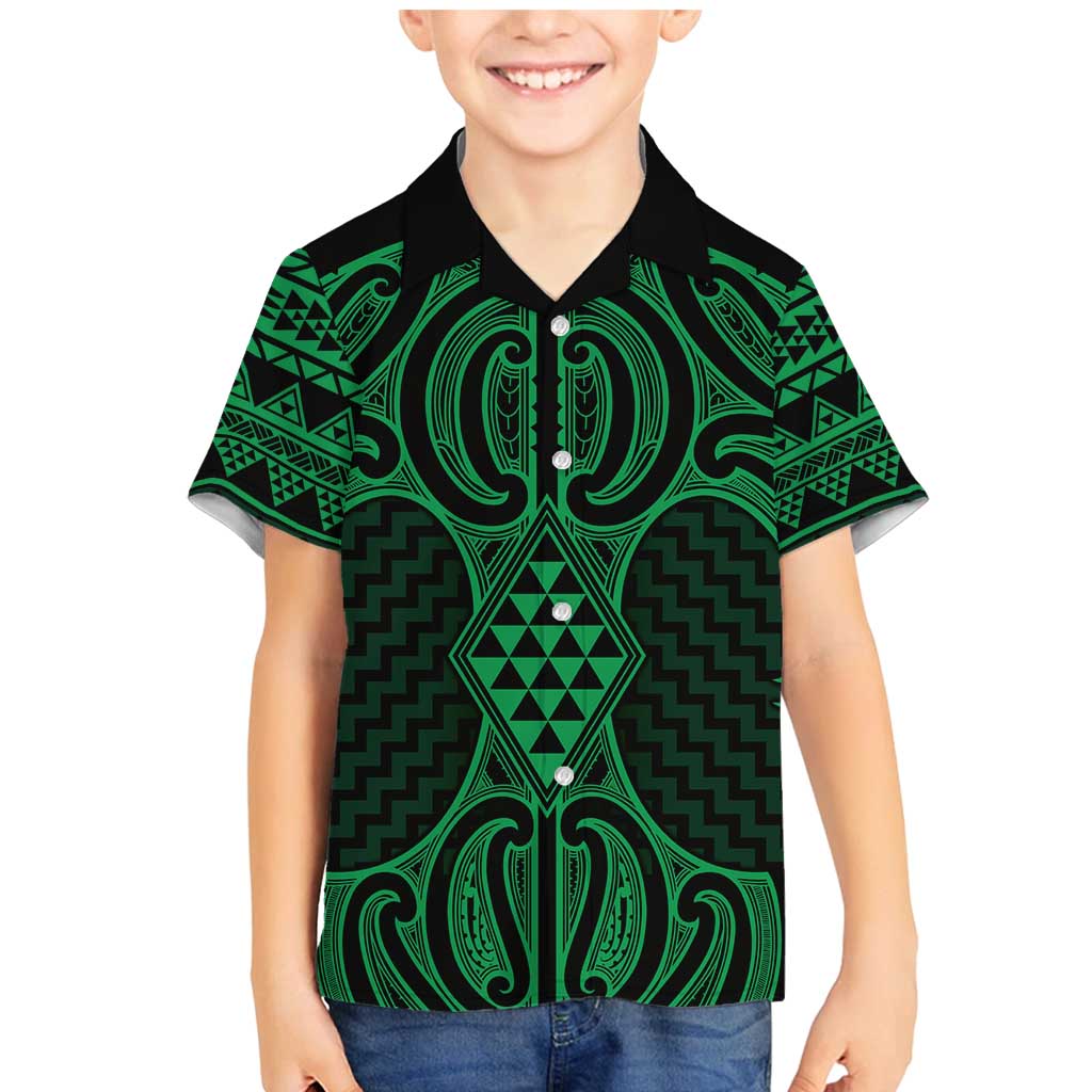 Kakariki Maori Ta Moko Poutama Art Family Matching Mermaid Dress and Hawaiian Shirt