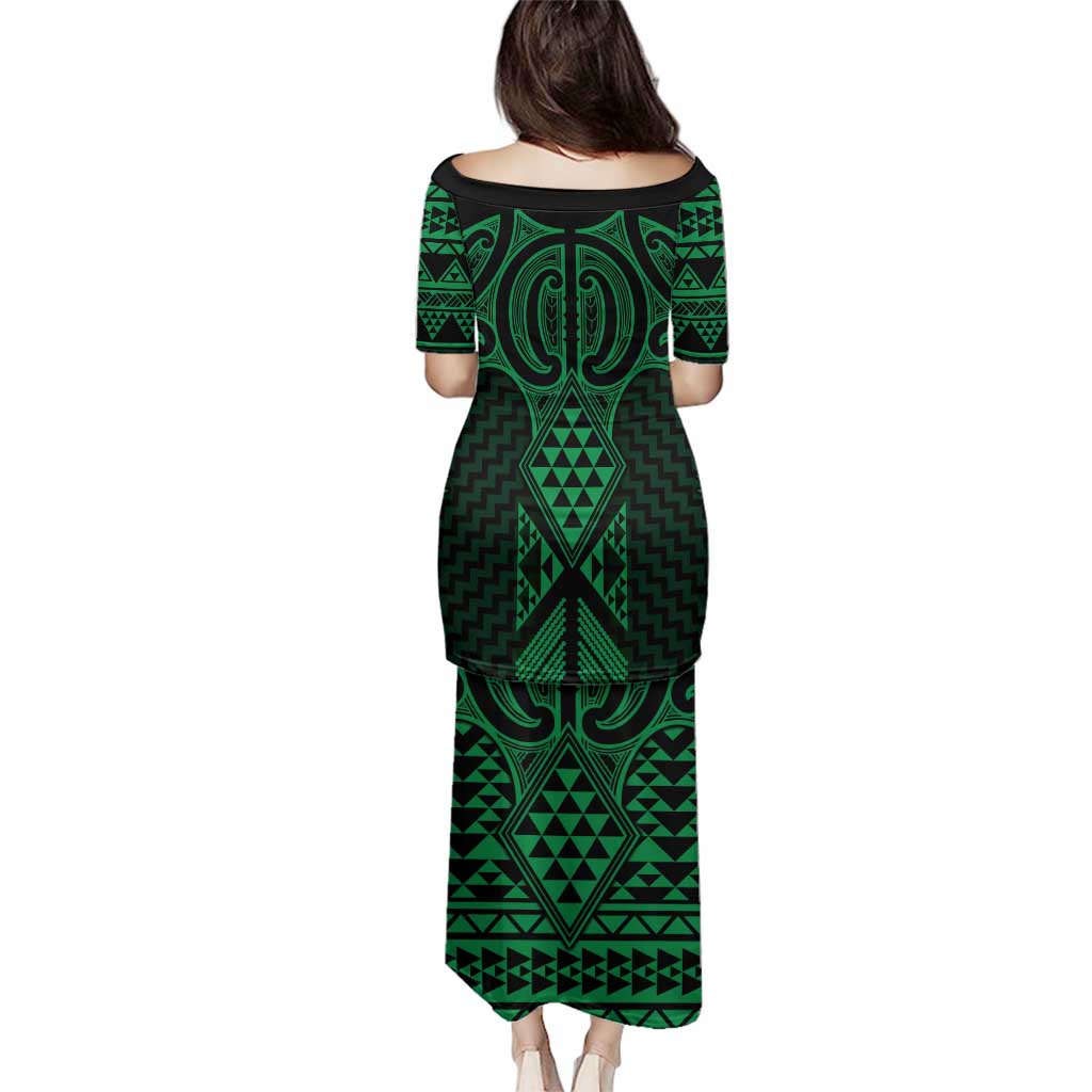 Kakariki Maori Ta Moko Poutama Art Family Matching Puletasi and Hawaiian Shirt