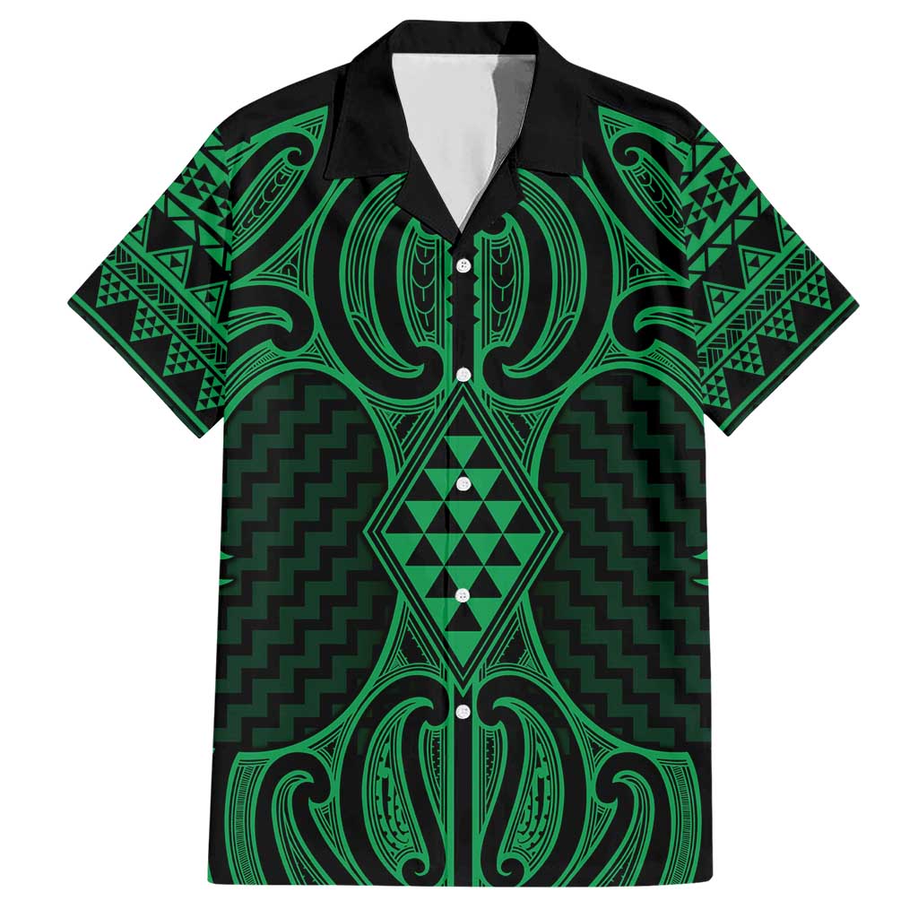 Kakariki Maori Ta Moko Poutama Art Family Matching Short Sleeve Bodycon Dress and Hawaiian Shirt