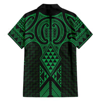 Kakariki Maori Ta Moko Poutama Art Family Matching Short Sleeve Bodycon Dress and Hawaiian Shirt