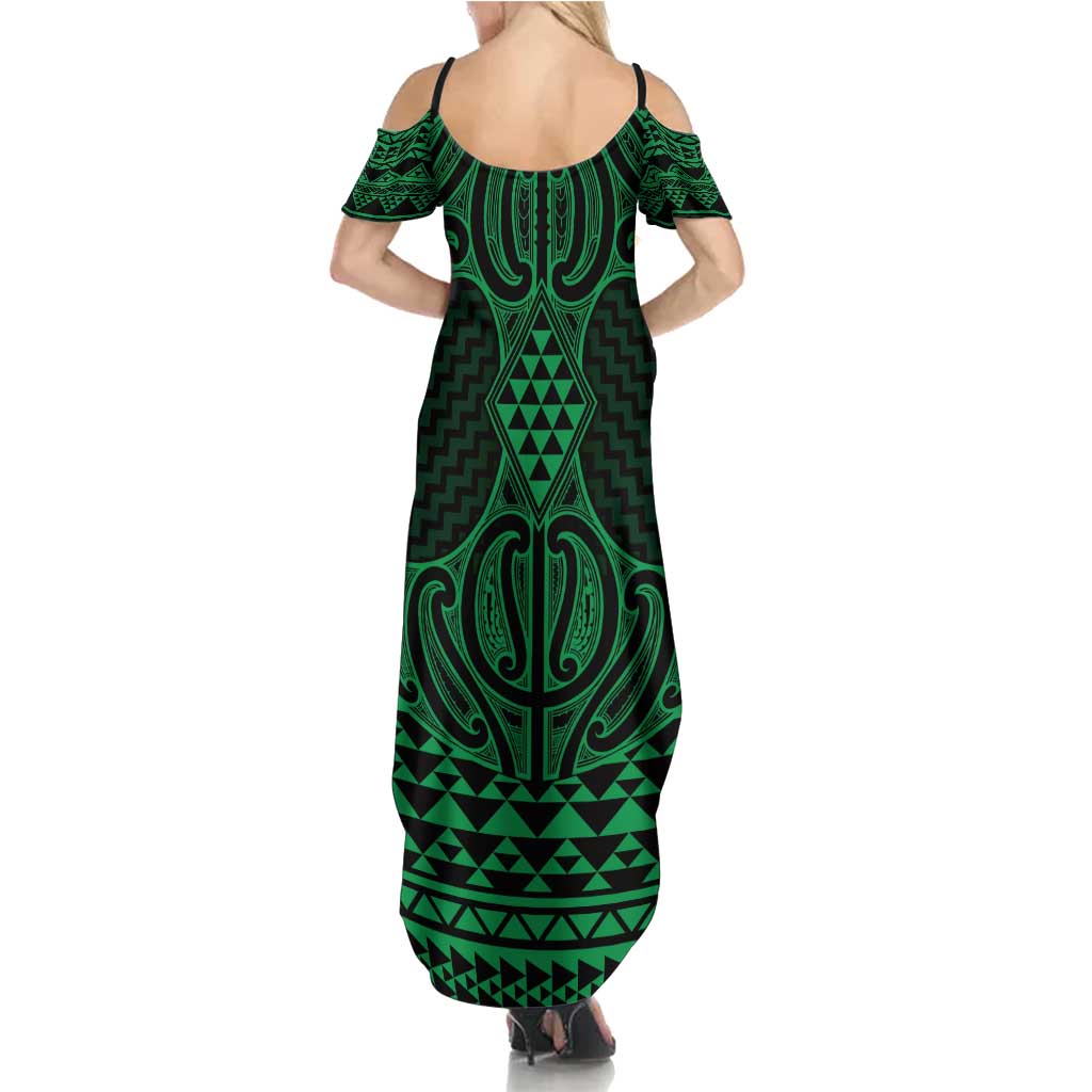 Kakariki Maori Ta Moko Poutama Art Family Matching Summer Maxi Dress and Hawaiian Shirt