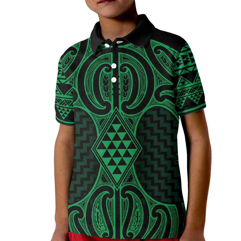 Kakariki Maori Ta Moko Poutama Art Kid Polo Shirt
