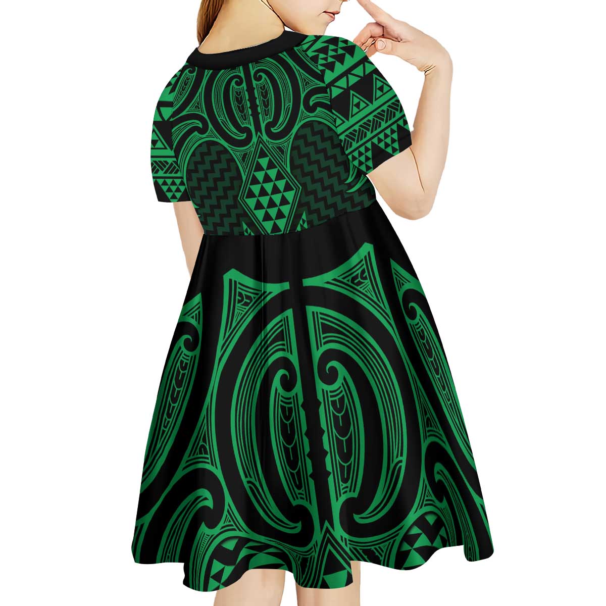 Kakariki Maori Ta Moko Poutama Art Kid Short Sleeve Dress