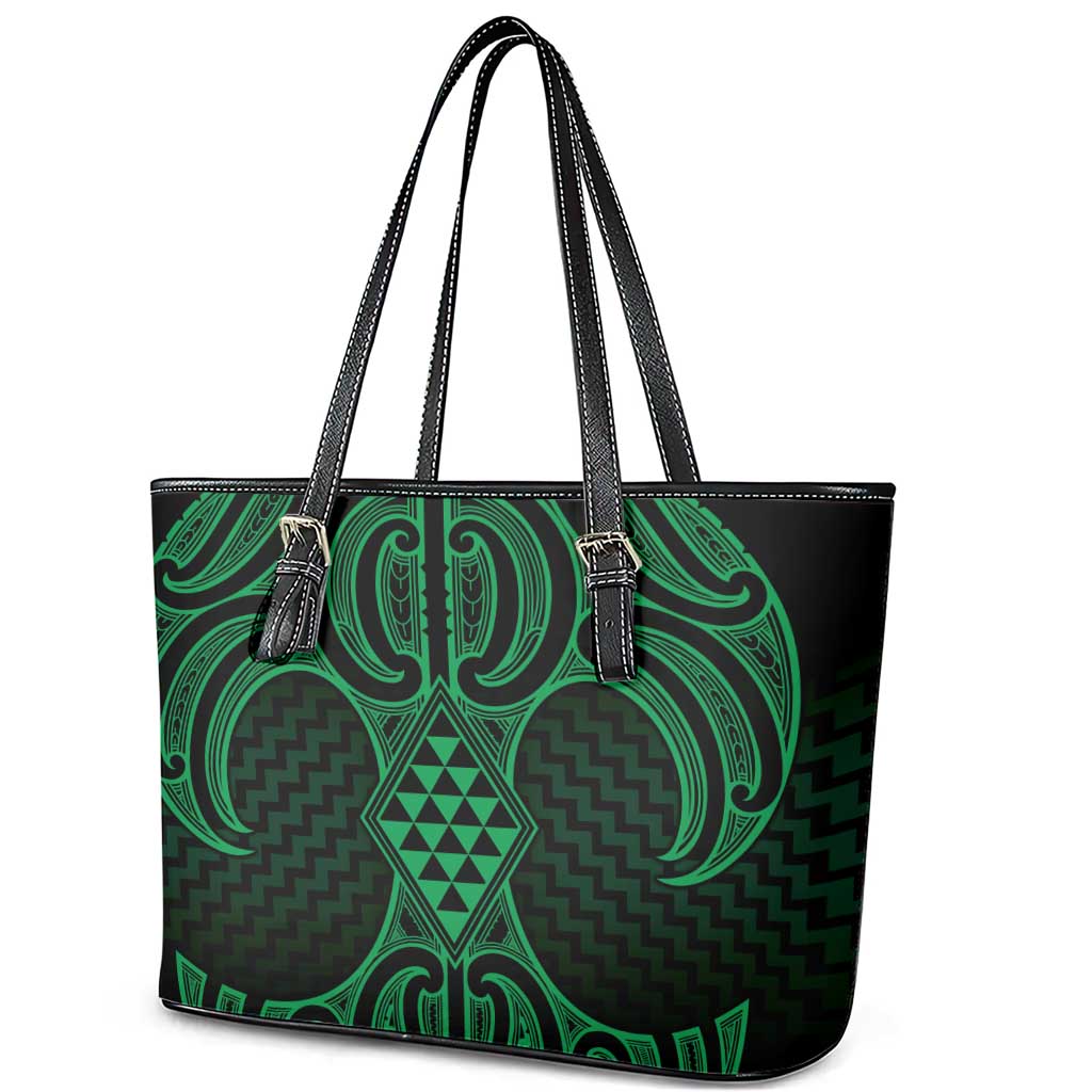 Kakariki Maori Ta Moko Poutama Art Leather Tote Bag