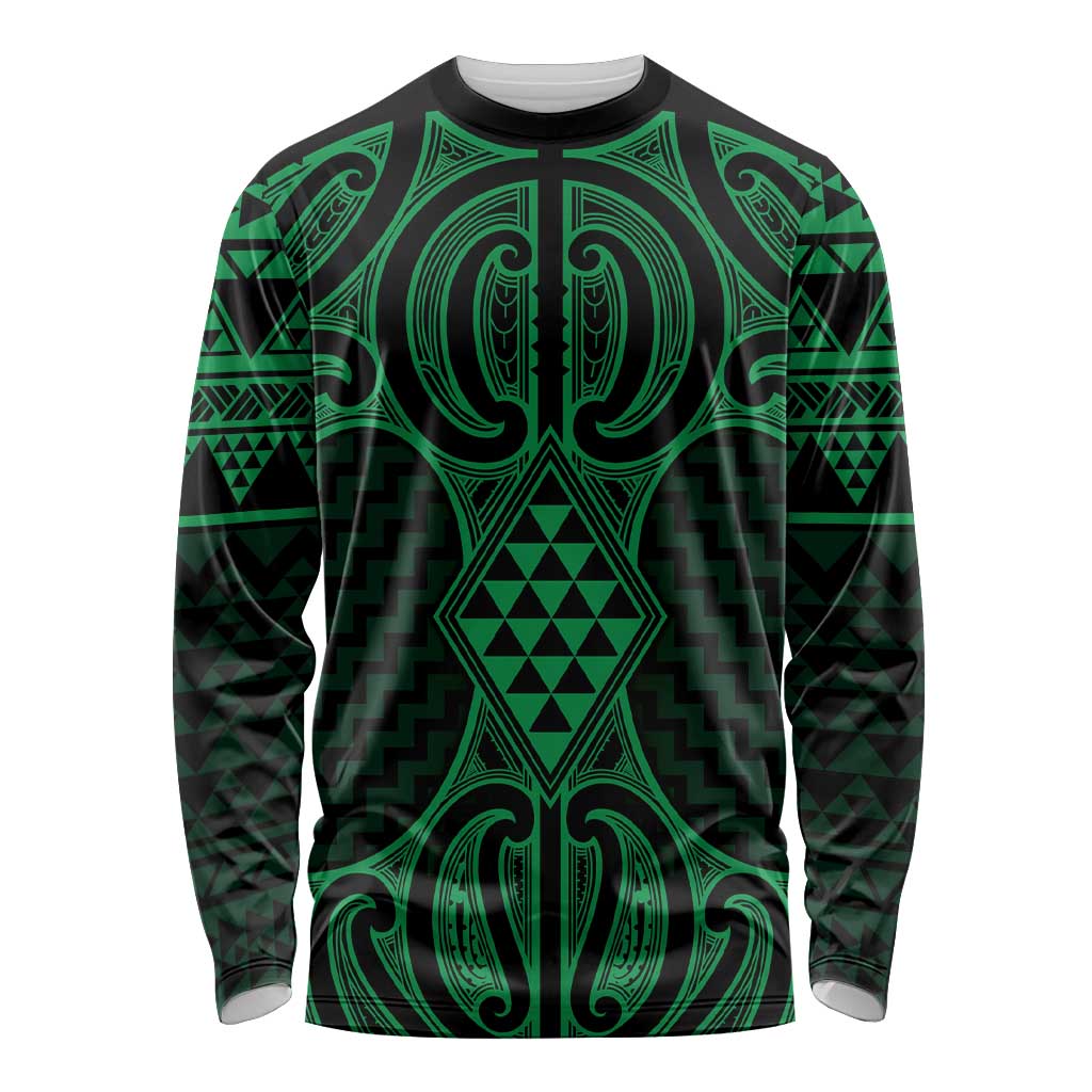 Kakariki Maori Ta Moko Poutama Art Long Sleeve Shirt