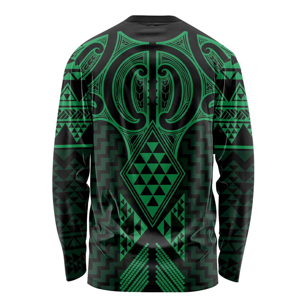 Kakariki Maori Ta Moko Poutama Art Long Sleeve Shirt