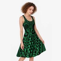 Kakariki Maori Ta Moko Poutama Art Midi Dress - Polynesian Pride
