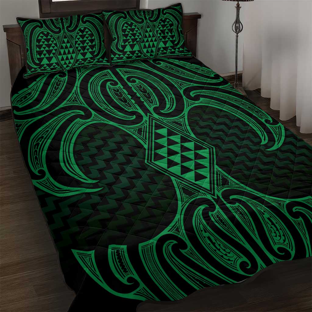 Kakariki Maori Ta Moko Poutama Art Quilt Bed Set
