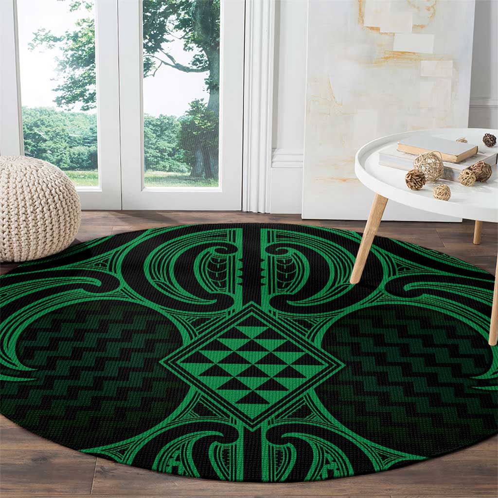 Kakariki Maori Ta Moko Poutama Art Round Carpet