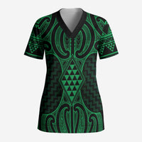 Kakariki Maori Ta Moko Poutama Art Scrub Top - Polynesian Pride