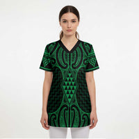Kakariki Maori Ta Moko Poutama Art Scrub Top - Polynesian Pride