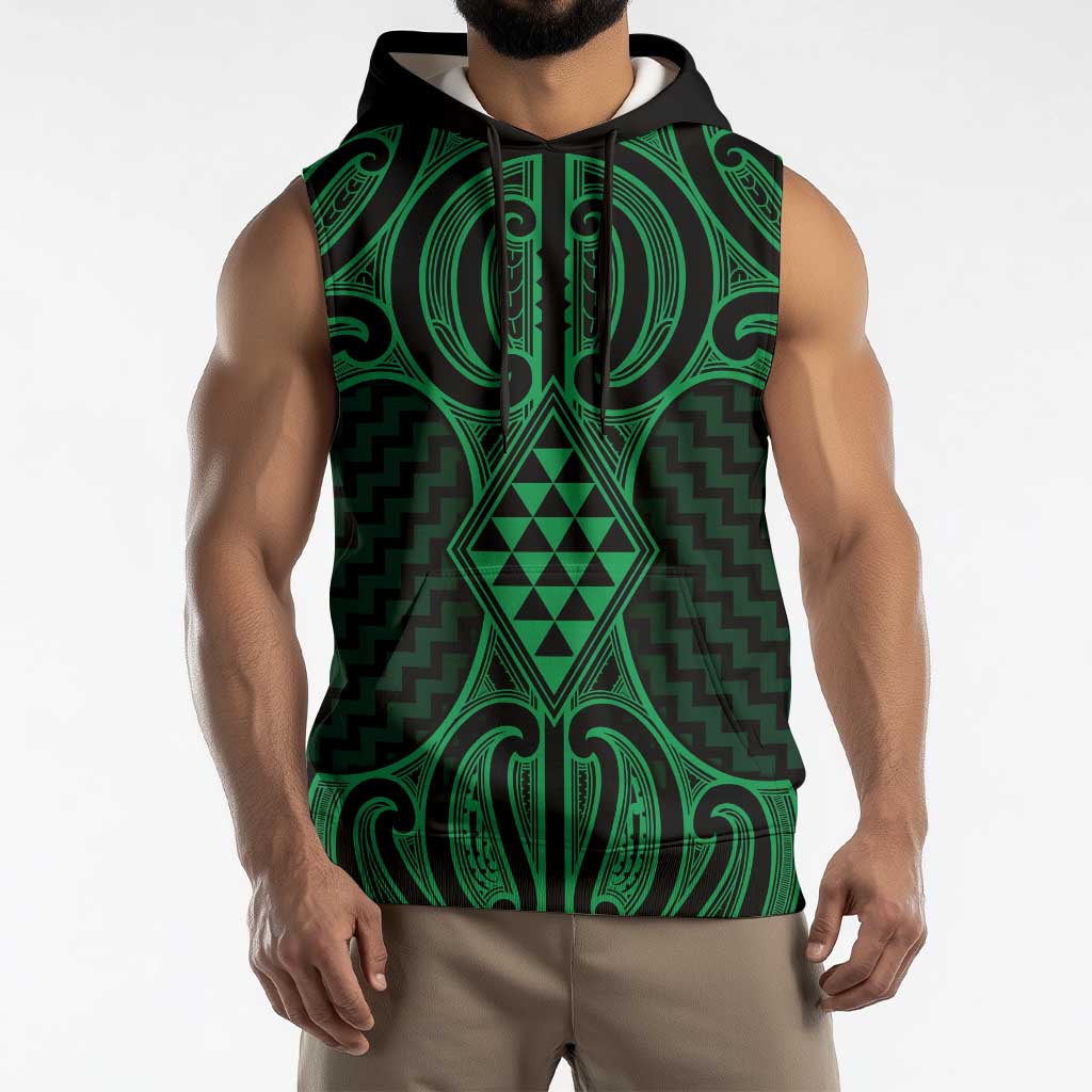 Kakariki Maori Ta Moko Poutama Art Sleeveless Hoodie - Polynesian Pride