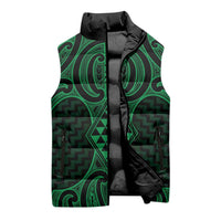 Kakariki Maori Ta Moko Poutama Art Sleeveless Puffer Jacket - Polynesian Pride