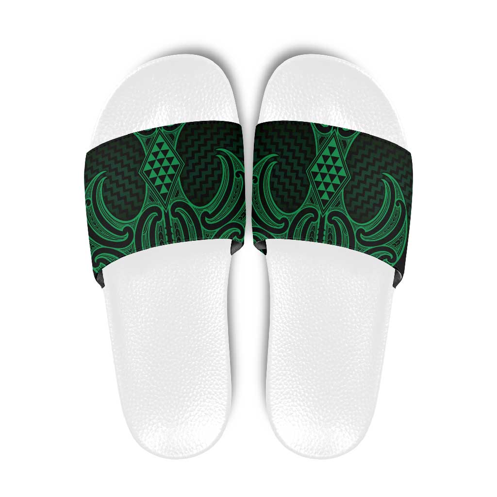Kakariki Maori Ta Moko Poutama Art Slide Sandals - Polynesian Pride