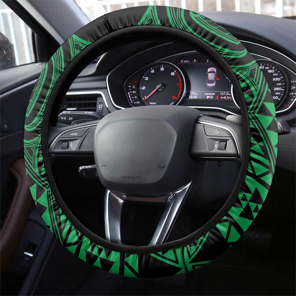 Kakariki Maori Ta Moko Poutama Art Steering Wheel Cover