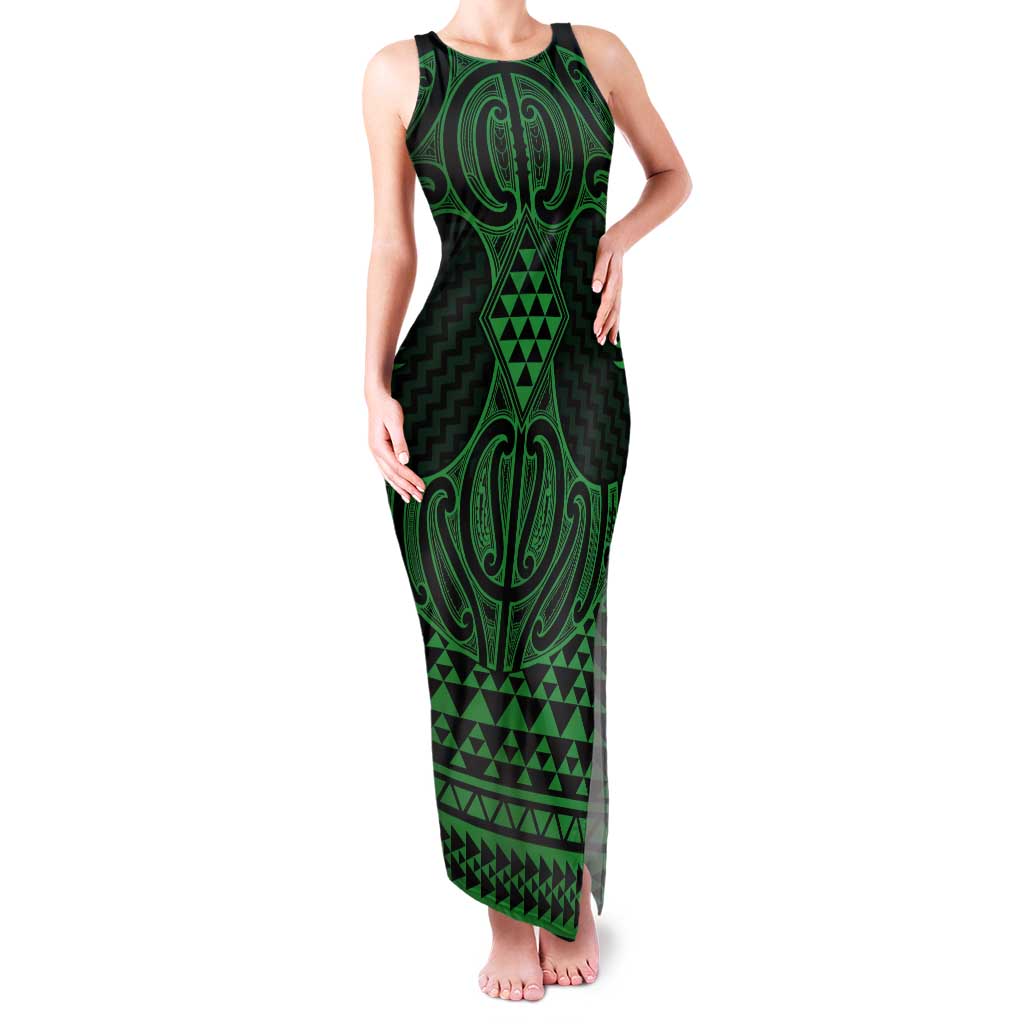 Kakariki Maori Ta Moko Poutama Art Tank Maxi Dress