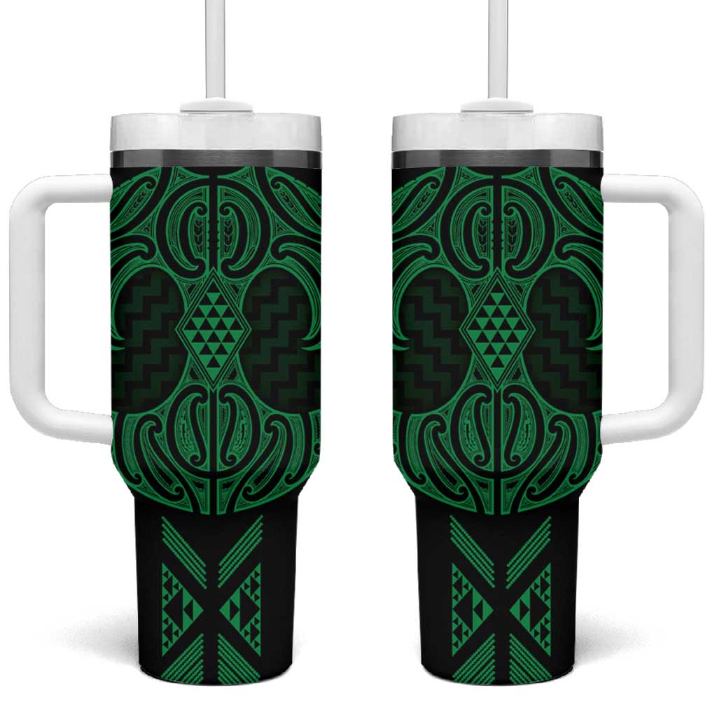 Kakariki Maori Ta Moko Poutama Art Tumbler With Handle