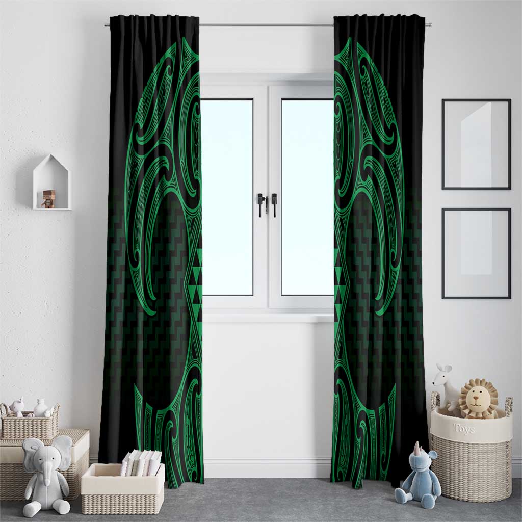 Kakariki Maori Ta Moko Poutama Art Window Curtain