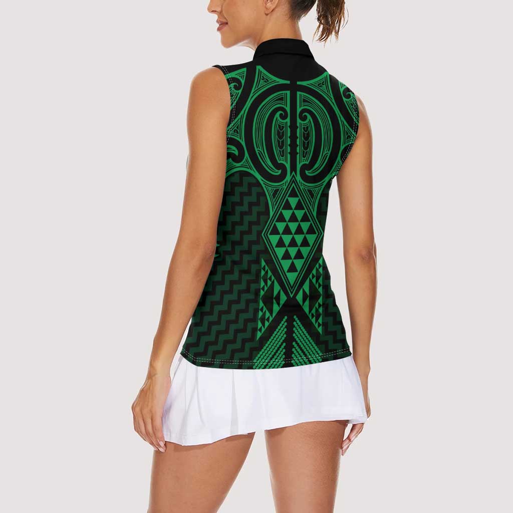 Kakariki Maori Ta Moko Poutama Art Women Sleeveless Polo Shirt