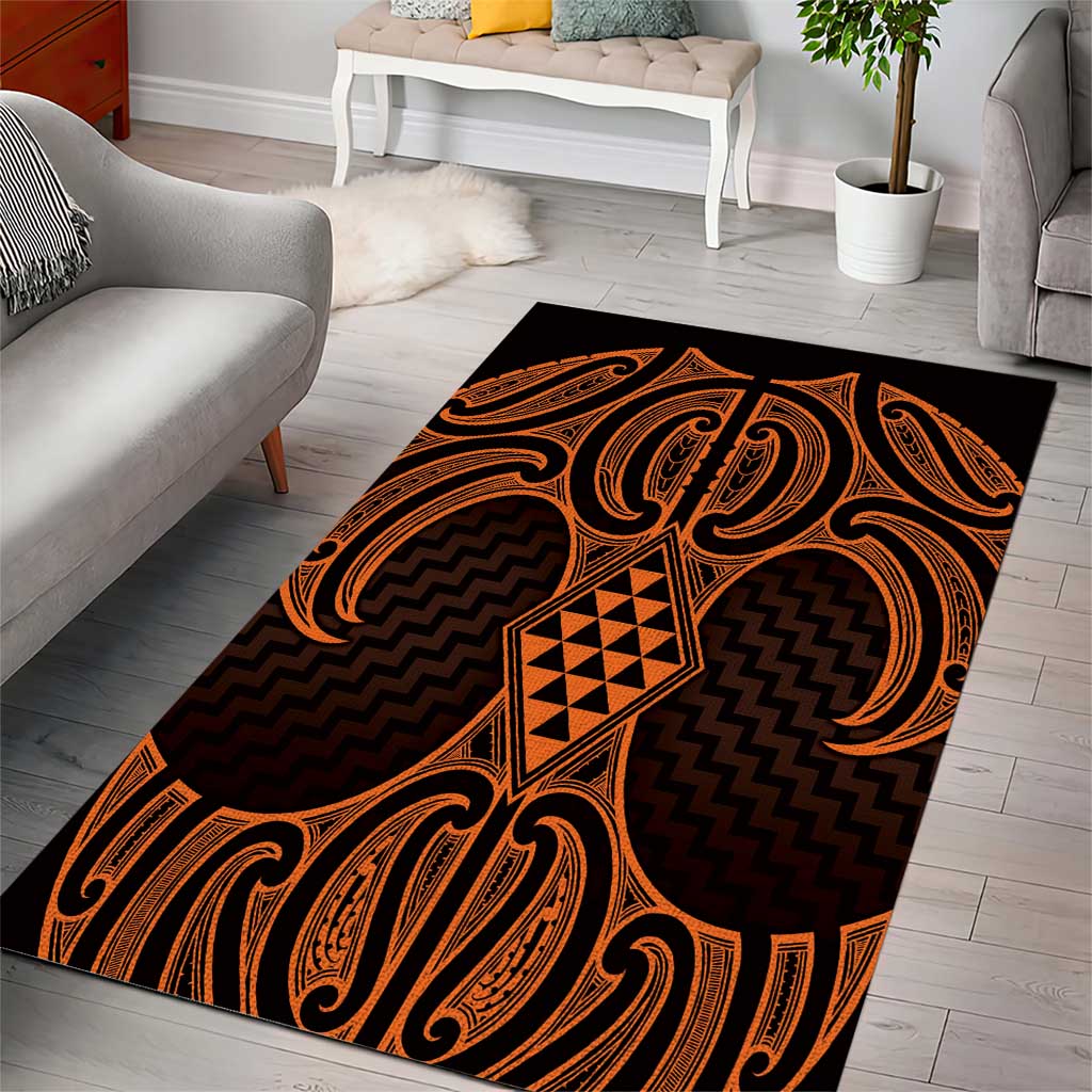 Karaka Maori Ta Moko Poutama Art Area Rug