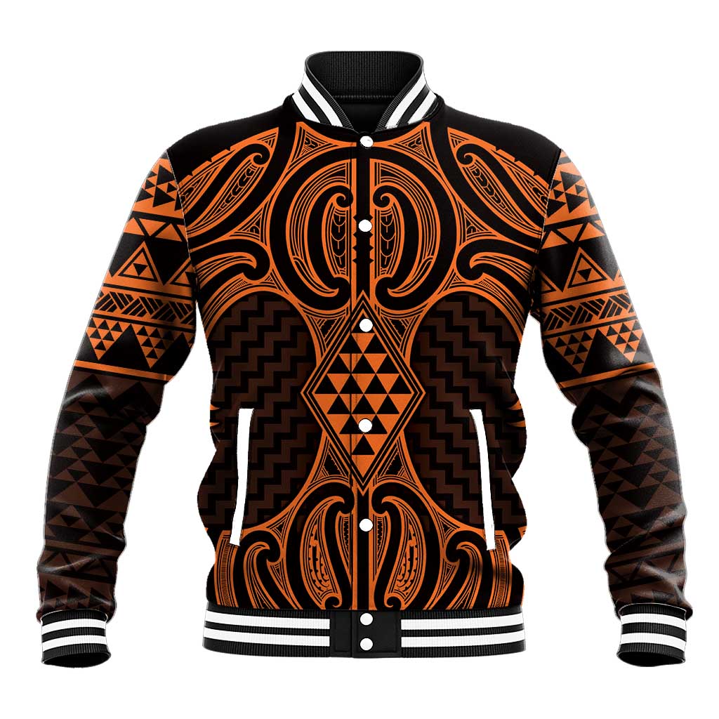 Karaka Maori Ta Moko Poutama Art Baseball Jacket