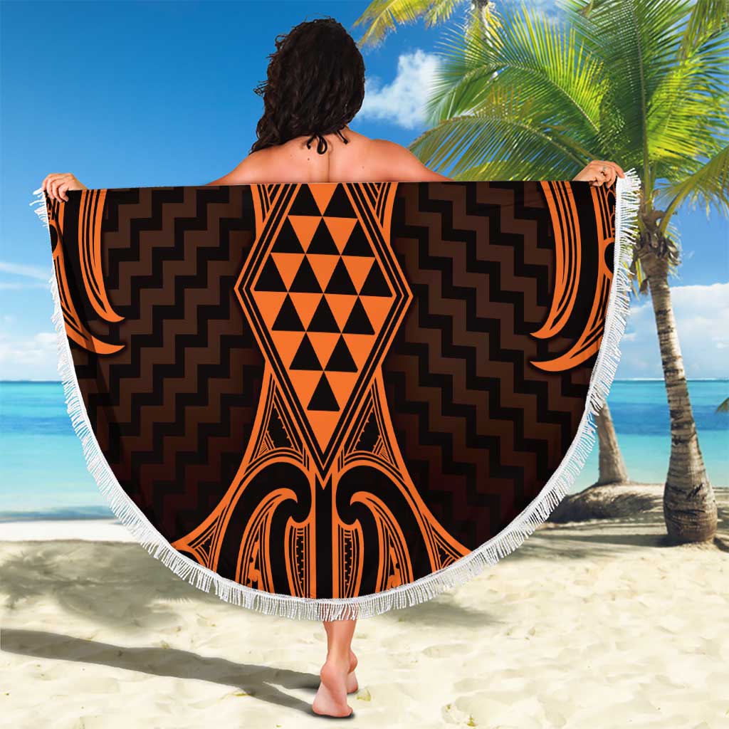 Karaka Maori Ta Moko Poutama Art Beach Blanket