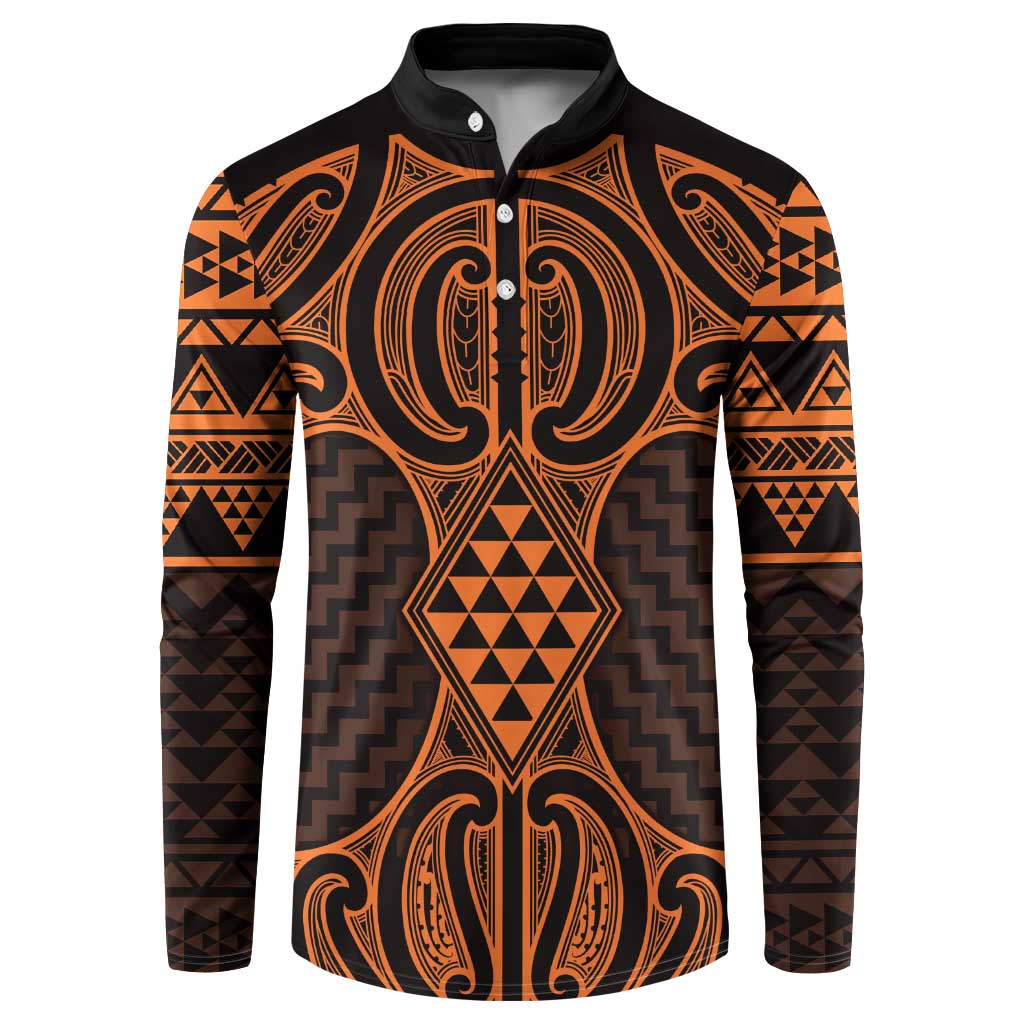 Karaka Maori Ta Moko Poutama Art Button Sweatshirt