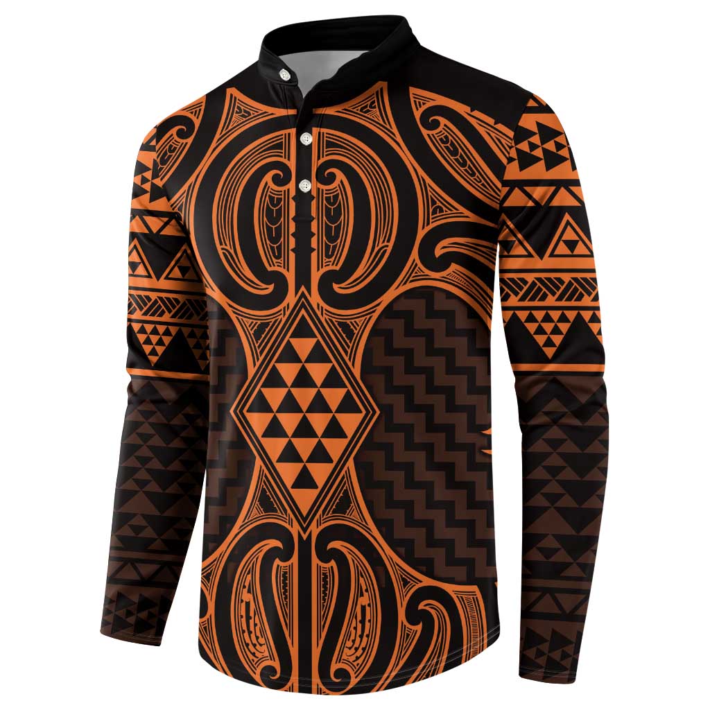 Karaka Maori Ta Moko Poutama Art Button Sweatshirt