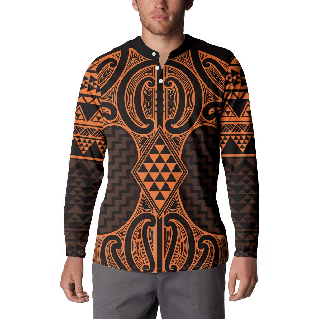 Karaka Maori Ta Moko Poutama Art Button Sweatshirt